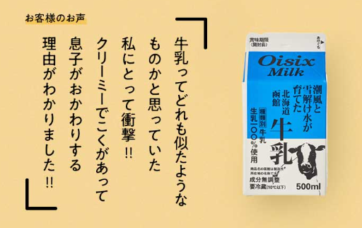 おいしっくすの潮風と雪解け水が育てた北海道函館牛乳500ml