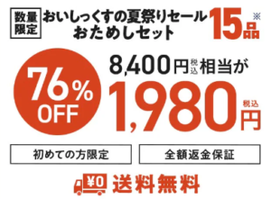 【数量限定】おいしっくすの夏祭りセールが15品入りで76%オフの内容